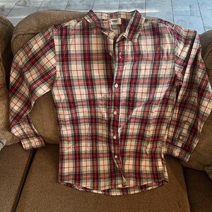 Old Navy Boy’s Casual Plaid Shirt - Red, Black, and White